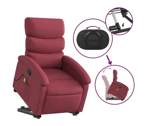 Püsti Tõusmist Toetav Massaažitool, Veinipunane, Kangas
