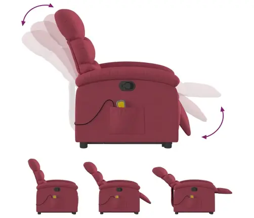 Püsti Tõusmist Toetav Massaažitool, Veinipunane, Kangas