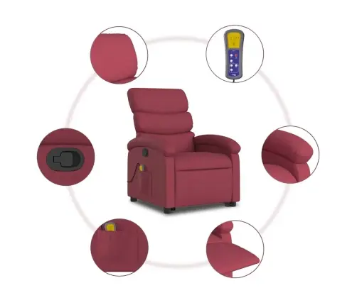 Püsti Tõusmist Toetav Massaažitool, Veinipunane, Kangas