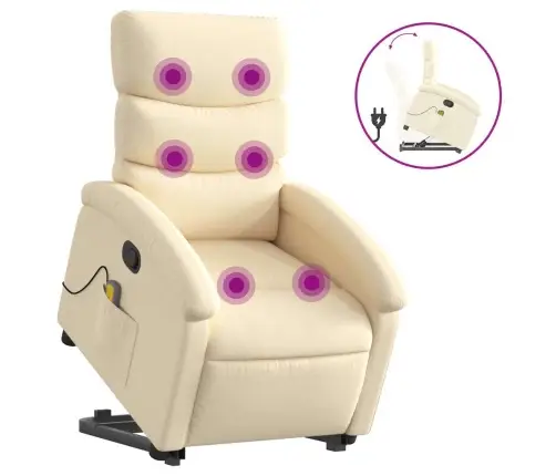 Püsti Tõusmist Toetav Massaažitool, Kreemjas, Kangas