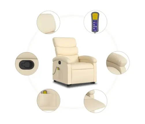 Püsti Tõusmist Toetav Massaažitool, Kreemjas, Kangas