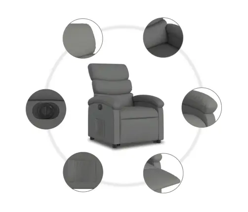 Elektrisks Atpūtas Krēsls, Paceļams, Atgāžams, Pelēks Audums Vidaxl