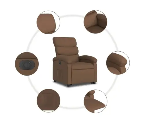 Elektrisks Atpūtas Krēsls, Paceļams, Atgāžams, Brūns Audums Vidaxl