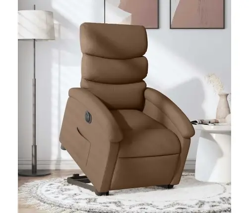 Elektrisks Atpūtas Krēsls, Paceļams, Atgāžams, Brūns Audums Vidaxl