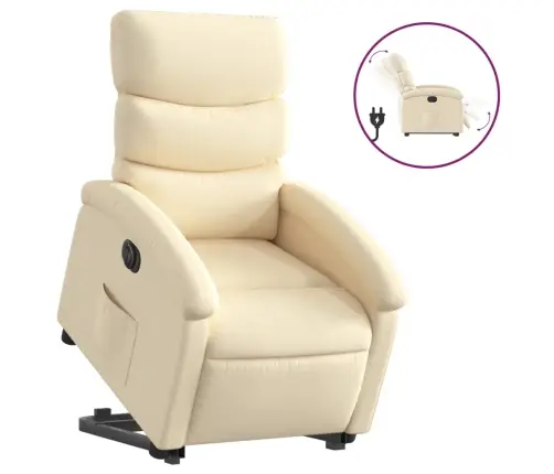 Elektrisks Atpūtas Krēsls, Paceļams/Atgāžams, Krēmkrāsas Audums Vidaxl