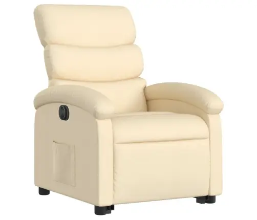 Elektrisks Atpūtas Krēsls, Paceļams/Atgāžams, Krēmkrāsas Audums Vidaxl
