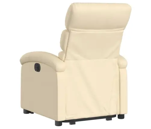 Elektrisks Atpūtas Krēsls, Paceļams/Atgāžams, Krēmkrāsas Audums Vidaxl