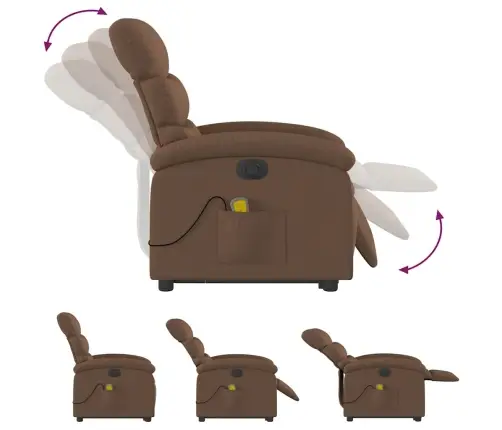 Elektrisks Masāžas Krēsls, Paceļams, Atgāžams, Brūns Audums Vidaxl