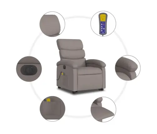 Elektrisks Masāžas Krēsls, Paceļams, Pelēkbrūns Audums Vidaxl Elektrisks Masāžas Krēsls, Paceļams, Pelēkbrūns Audums Vidaxl
