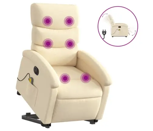 Elektriline Püsti Tõusmist Toetav Massaažitool Kreemjas, Kangas