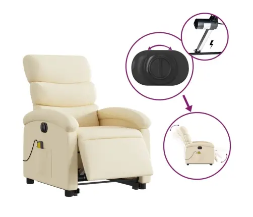 Elektriline Püsti Tõusmist Toetav Massaažitool Kreemjas, Kangas