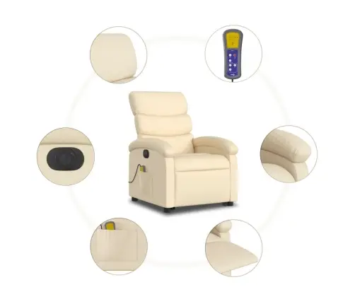 Elektriline Püsti Tõusmist Toetav Massaažitool Kreemjas, Kangas