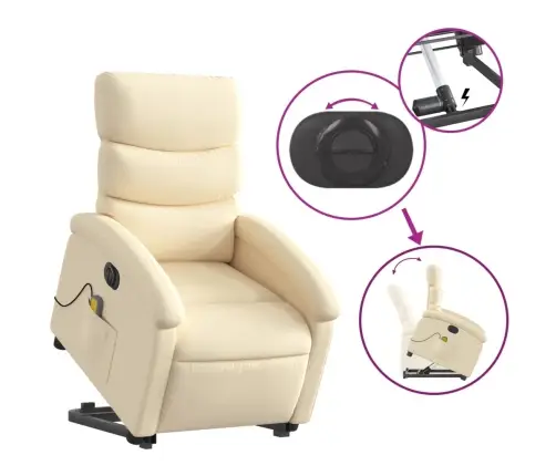 Elektriline Püsti Tõusmist Toetav Massaažitool Kreemjas, Kangas