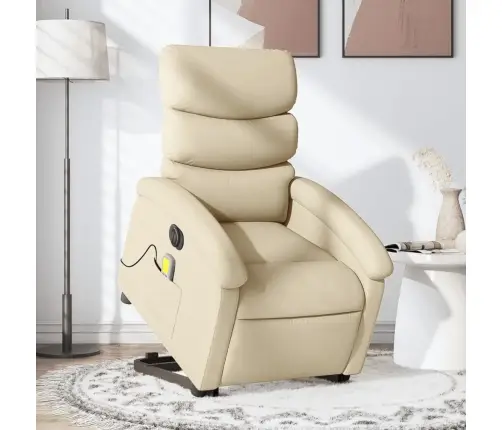 Elektriline Püsti Tõusmist Toetav Massaažitool Kreemjas, Kangas