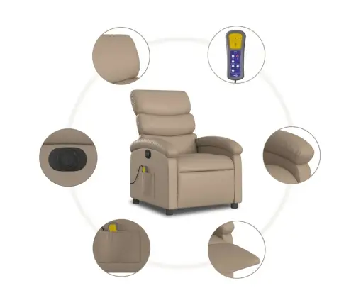 Elektrisks Masāžas Krēsls, Atgāžams, Kapučīno Mākslīgā Āda Vidaxl