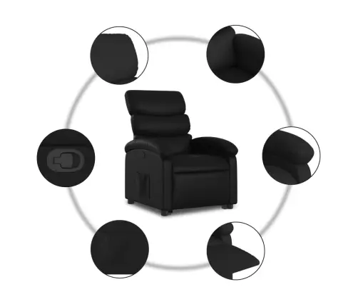Paceļams Atpūtas Krēsls, Melna Mākslīgā Āda Vidaxl