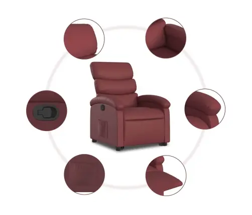 Atpūtas Krēsls, Paceļams, Atgāžams, Vīnsarkana Mākslīgā Āda Vidaxl
