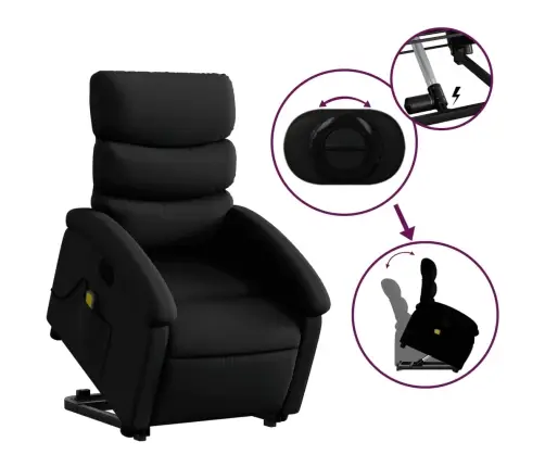 Masāžas Krēsls, Paceļams, Atgāžams, Melna Mākslīgā Āda Vidaxl Masāžas Krēsls, Paceļams, Atgāžams, Melna Mākslīgā Āda Vidaxl