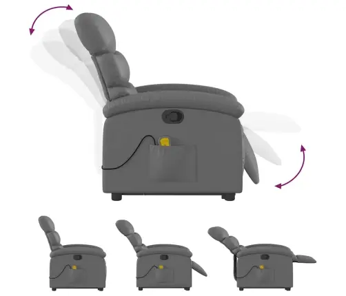 Atsistojantis Masažinis Krėslas, Pilkas, Dirbtinė Oda