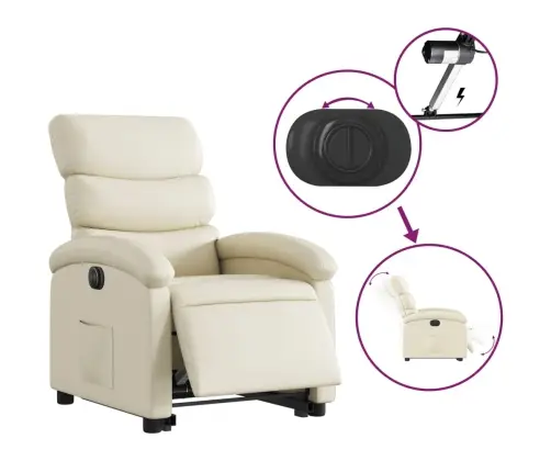 Elektrisks Atpūtas Krēsls, Paceļams, Krēmkrāsas Mākslīgā Āda Vidaxl