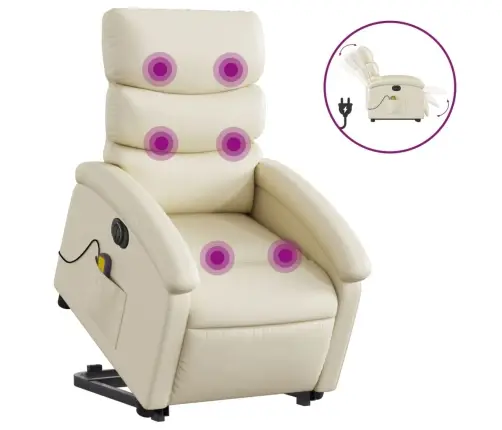 Elektrisks Masāžas Krēsls, Paceļams, Krēmkrāsas Mākslīgā Āda Vidaxl Elektrisks Masāžas Krēsls, Paceļams, Krēmkrāsas Mākslīgā Āda Vidaxl