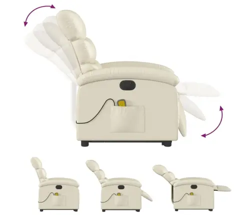 Elektrisks Masāžas Krēsls, Paceļams, Krēmkrāsas Mākslīgā Āda Vidaxl Elektrisks Masāžas Krēsls, Paceļams, Krēmkrāsas Mākslīgā Āda Vidaxl