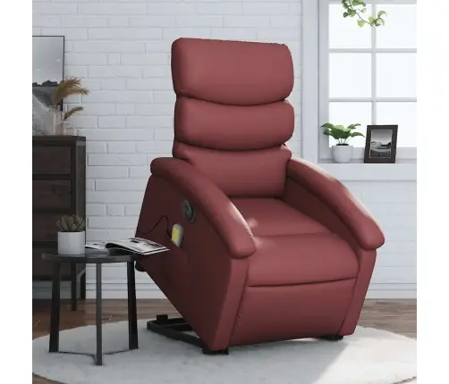 Elektrisks Masāžas Krēsls, Paceļams, Vīnsarkana Mākslīgā Āda Vidaxl