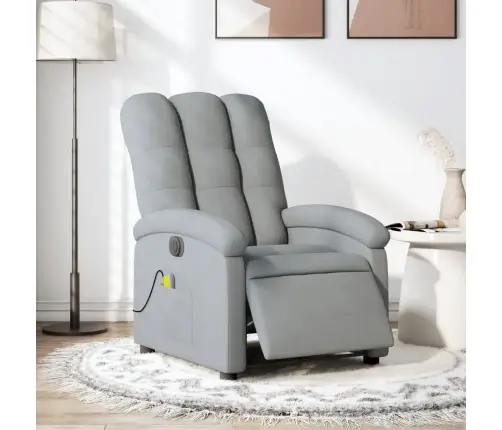 Elektrisks Masāžas Krēsls, Atgāžams, Gaiši Pelēks Audums Vidaxl