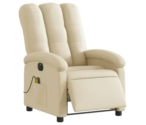 Elektrisks Masāžas Krēsls, Atgāžams, Krēmkrāsas Audums Vidaxl