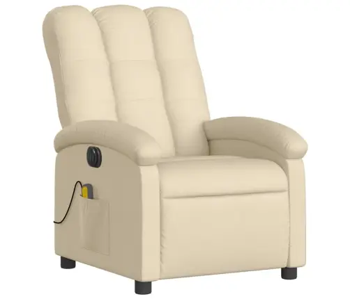 Elektrisks Masāžas Krēsls, Atgāžams, Krēmkrāsas Audums Vidaxl