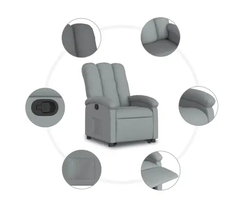 Atpūtas Krēsls, Paceļams, Atgāžams, Gaiši Pelēks Audums Vidaxl