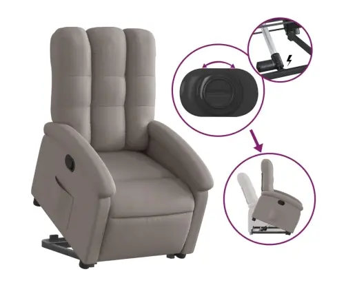 Atpūtas Krēsls, Paceļams, Atgāžams, Pelēkbrūns Audums Vidaxl