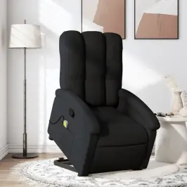 Masāžas Krēsls, Paceļams, Atgāžams, Melns Audums Vidaxl