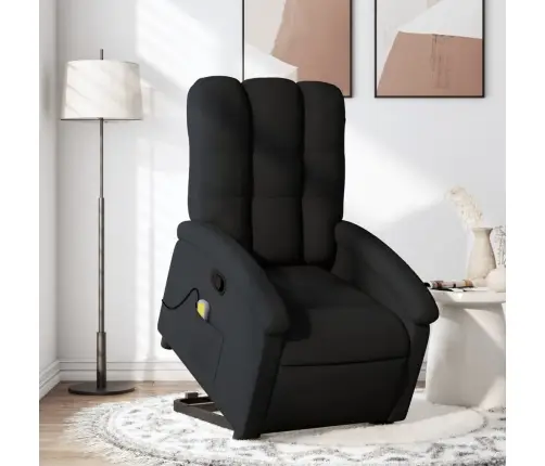 Masāžas Krēsls, Paceļams, Atgāžams, Melns Audums Vidaxl
