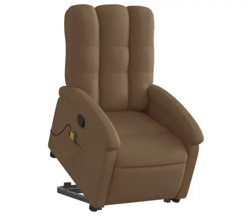 Atsistojantis Atlošiamas Masažinis Krėslas, Rudas, Audinys