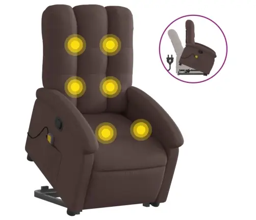 Masāžas Krēsls, Paceļams, Atgāžams, Tumši Brūns Audums Vidaxl