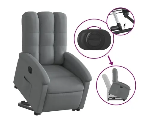 Elektrisks Atpūtas Krēsls, Paceļams, Atgāžams, Pelēks Audums Vidaxl