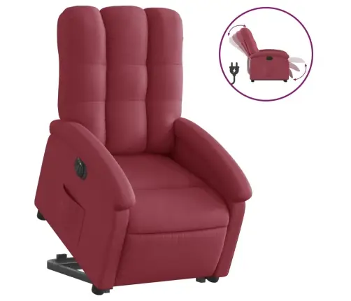 Elektrisks Atpūtas Krēsls, Paceļams/Atgāžams, Vīnsarkans Audums Vidaxl