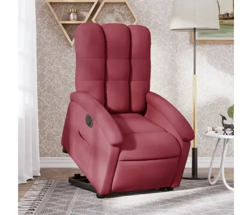 Elektrisks Atpūtas Krēsls, Paceļams/Atgāžams, Vīnsarkans Audums Vidaxl