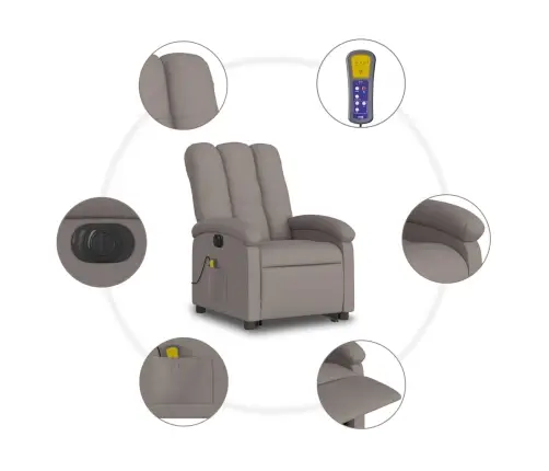 Elektrisks Masāžas Krēsls, Paceļams, Pelēkbrūns Audums Vidaxl