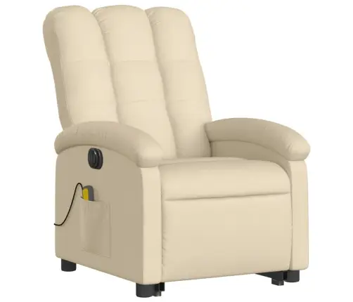 Atsistojantis Elektrinis Masažinis Krėslas, Kreminis, Audinys