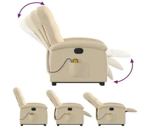 Atsistojantis Elektrinis Masažinis Krėslas, Kreminis, Audinys