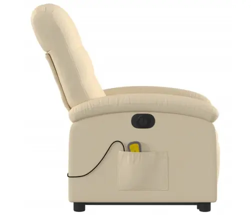 Atsistojantis Elektrinis Masažinis Krėslas, Kreminis, Audinys