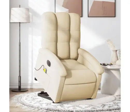 Atsistojantis Elektrinis Masažinis Krėslas, Kreminis, Audinys