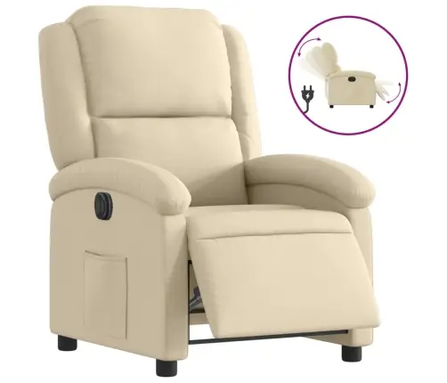 Elektrisks Atpūtas Krēsls, Atgāžams, Krēmkrāsas Audums Vidaxl