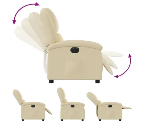 Elektrisks Atpūtas Krēsls, Atgāžams, Krēmkrāsas Audums Vidaxl