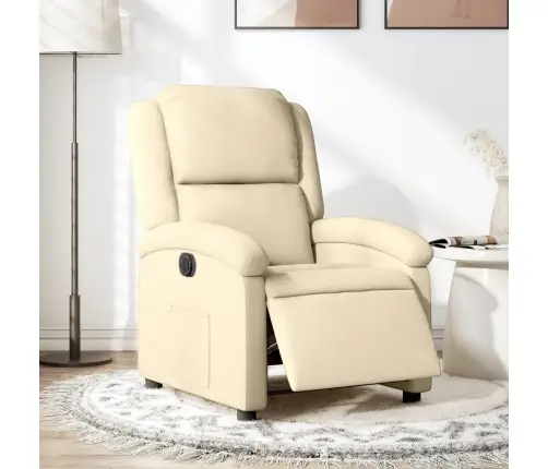 Elektrisks Atpūtas Krēsls, Atgāžams, Krēmkrāsas Audums Vidaxl