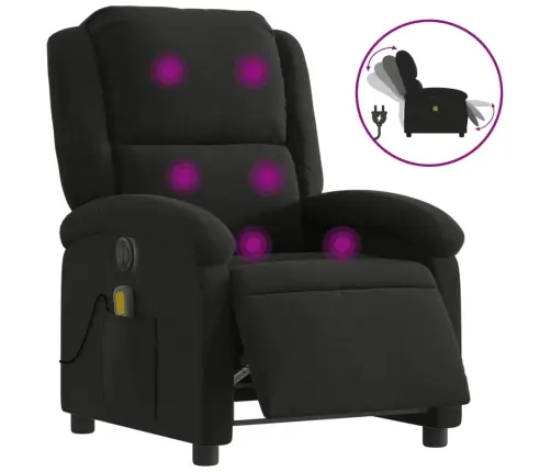 Elektrisks Masāžas Krēsls, Atgāžams, Melns Audums Vidaxl Elektrisks Masāžas Krēsls, Atgāžams, Melns Audums Vidaxl