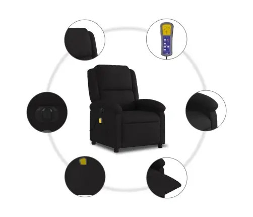 Elektrisks Masāžas Krēsls, Atgāžams, Melns Audums Vidaxl Elektrisks Masāžas Krēsls, Atgāžams, Melns Audums Vidaxl