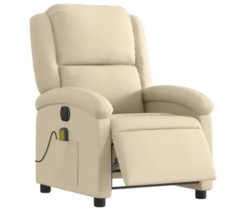 Elektrisks Masāžas Krēsls, Atgāžams, Krēmkrāsas Audums Vidaxl